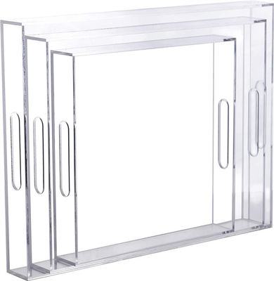16x12x2inch 5m m PMMA echó el plexiglás de encargo Tray With Handles de acrílico claro